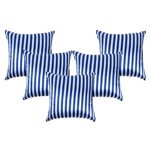 Cushion Cover Home Decorative Pillow Covers Soft Satin Striped Throw Pillows 5Pc - Picture 116 of 135
