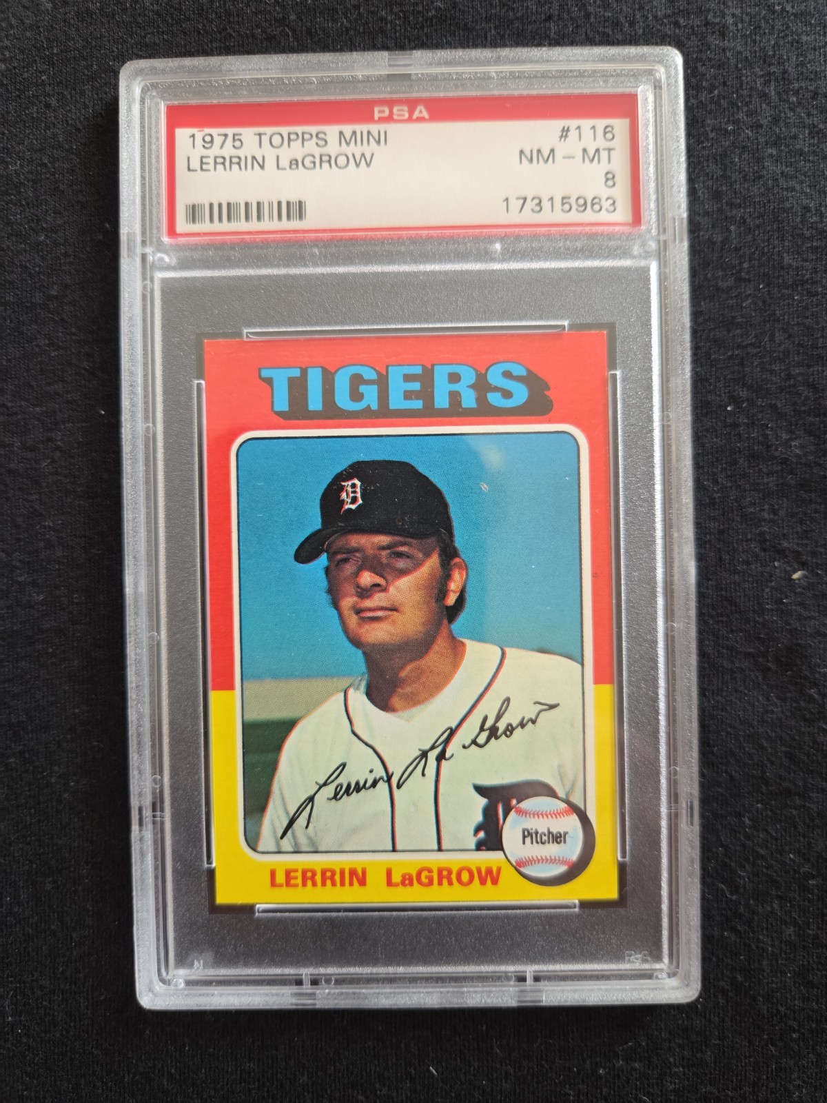 1975 Topps Mini #116 Lerrin LaGrow PSA 8