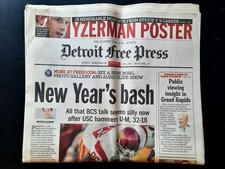 Detroit Free Press January 2 2007 Full Issue UM USC Rose Bowl Yzerman Poster