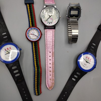 Vintage Watch Lot- Casio , Lorus, Hello Kitty, Flick Flak, Olympics 1996, Repair
