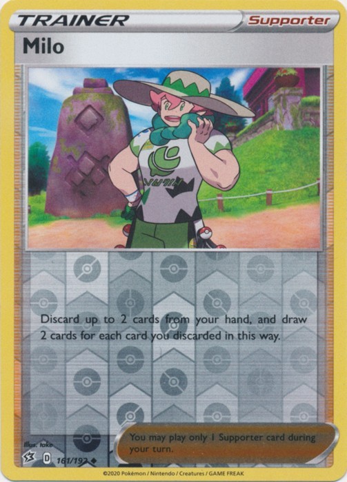 Milo 161/192 Uncommon Rebel Clash Pokemon Reverse Holo Near Mint