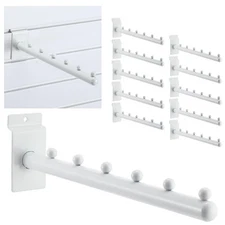 10 Pack 6-Ball Waterfall Slatwall Hook 12" White Round Tube Hanging Display