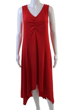 H By Halston Womens Ruched Round Neck Sleeveless Maxi Dress Red Size XXS