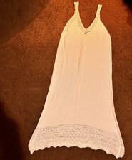 Fashion Nova White Crochet Slip Dress L Midi V-Neck Sleeveless Cotton Casual