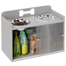 PawHut Elevated Dog Bowls with Storage, Raised Bowl Stand with Food Dishes