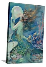 Canvas Wall Art Prints Mermaid by 24L" x 36W" Stretched Canvas Wrapped Canvas