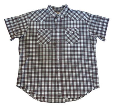 Vintage Bic Mac Men s Plaid S/S Pearl Snap Western Cowboy Shirt 2XL USA
