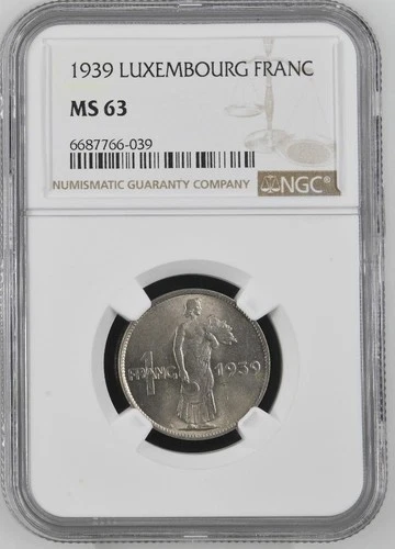 Luxembourg 1 Franc 1939 NGC MS 63