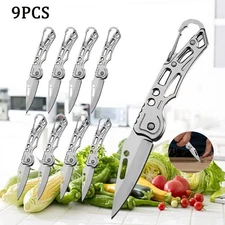 Stainless Steel Folding Utility Knife Set 9PCS for Camping Outdoor BBQ Cutting