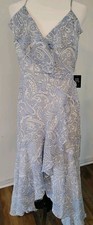 Express Womens Blue White Paisley Nwt Hi-Low Fit & Flare Dress Size M