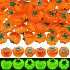 50Pcs Mini Resin Pumpkin Fall Halloween Miniature Luminous Pumpkin, Classic