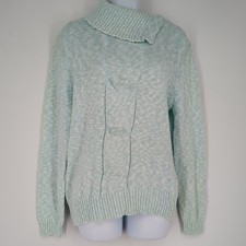 VTG 80s Blue White Heathered Chunky Metallic Sparkle Knit Sweater Pastels Medium