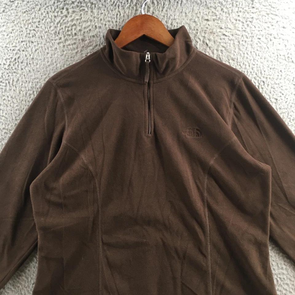 The North Face Sudadera Mujer XL Marrón 1/4 Cremallera Polar Pullover Manga Larga Foto 2 de 4