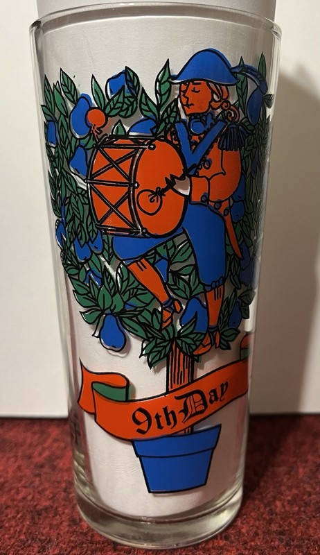 12oz Clear Glass Tumbler "9th Day" Nine Drummers Drumming - 12 Days Christmas