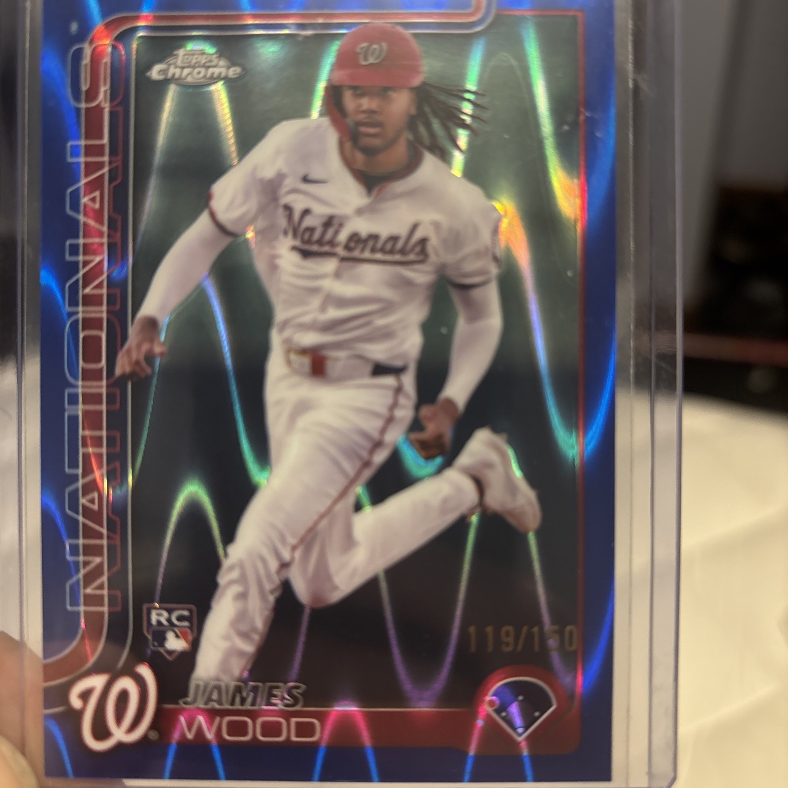 2025 Topps Chrome - James Wood #132 Blue RayWave Refractor /150 (RC)