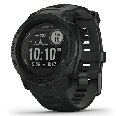 Garmin Instinct Dual Power Graphite Smartwatch with 3-Month Warranty