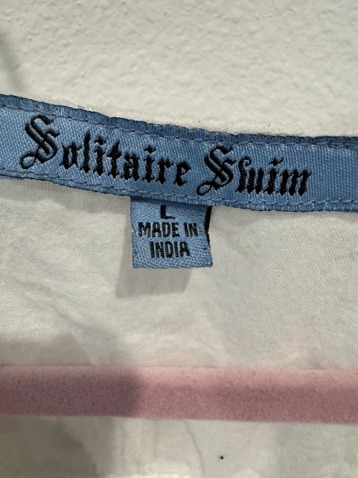 Top de Natación Solitario Cubre Blanco Talla L Holográfico Drapeado Adornado Boho Foto 4 de 4