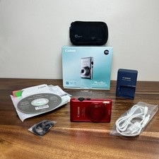 Canon PowerShot ELPH 300 HS Digital Camera 12.1MP Red Box & Accessories WORKING