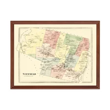 Old Map of Suffield, CT 1869 - Vintage Suffield Connecticut