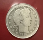 1916-D US Barber Silver Quarter