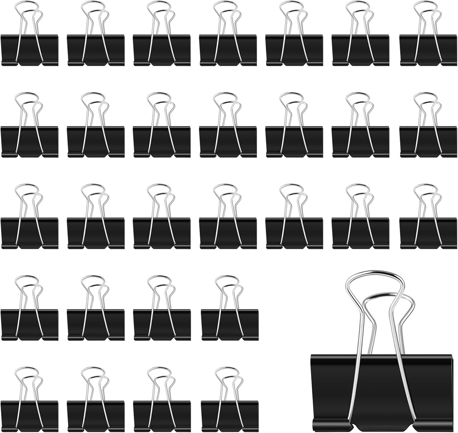 30 Pcs Large Foldback Binder Clips, 51 Mm Black Binder Clips Paper Clips Metal B