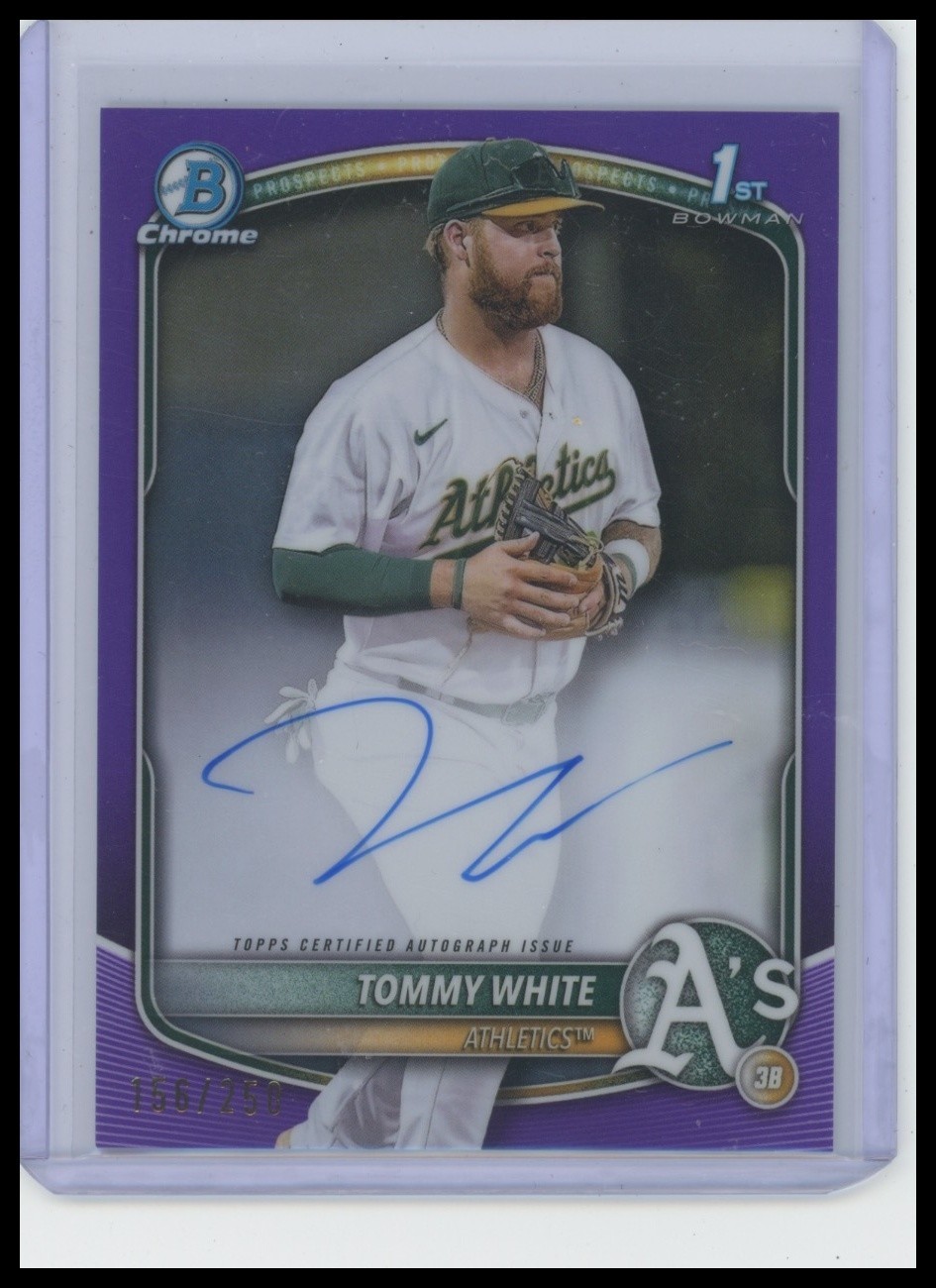 2025 Bowman Chrome Tommy White 1st Purple Refractor Auto /250 #CPA-TWH Athletics