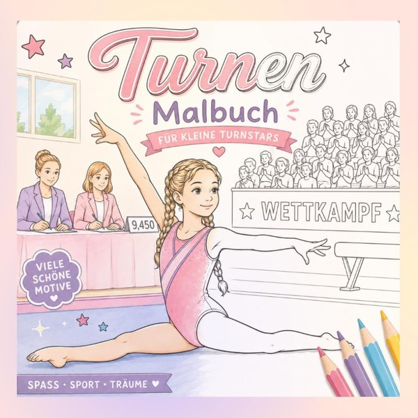 Turnen Malbuch MäDchen 6 Jahre – Ausmalbilder FüR Turnerinnen, Kreativbuch-image