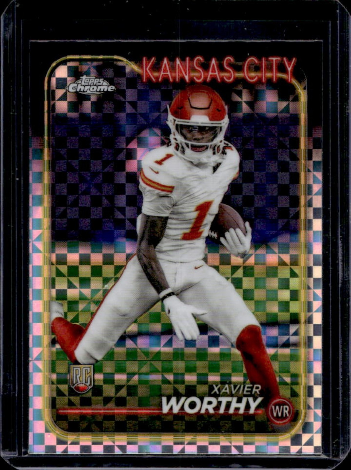2024 Topps Chrome Xavier Worthy RC X-Fractor Rookie #208 Chiefs