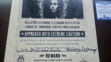 Helena Bonham Carter Signed Bellatrix Lestrange Harry Potter 11x17 Wanted Poster