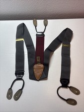 Trafalgar Suspenders Charcoal Grey With Black Leather  Gold Tone