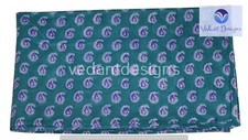 5 Yard Indian Hand Block Floral Print Pure Cotton Running Fabric Green