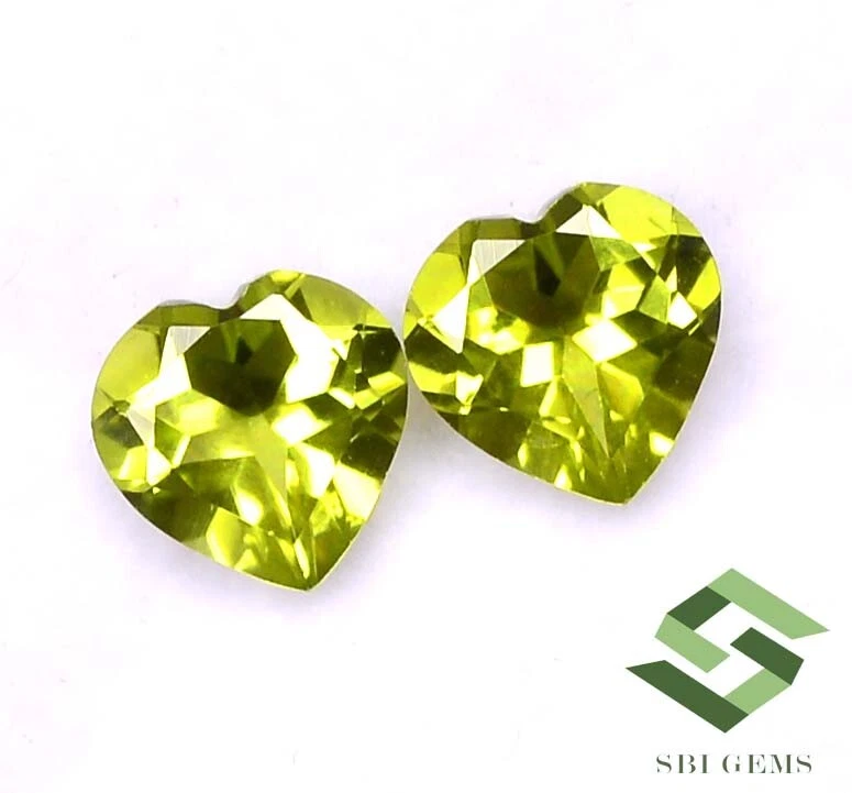 Certified Natural Peridot Heart Shape Cut Pair 8x8 mm 3.55 CTS Loose Gemstones - Image 4 of 4