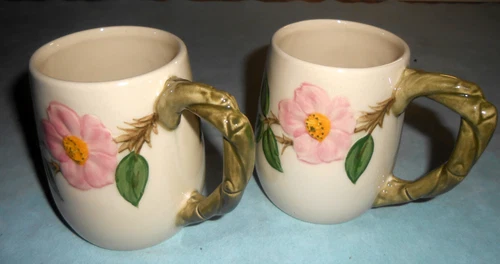 2 Vintage Franciscan Desert Rose Grand Mugs California 1953 to 1958 LOGO
