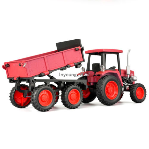 Farm Tractor Toy Model with Tipping Trailer Metal Diecast Farm Toys Vehicle Red - Picture 3 of 6
