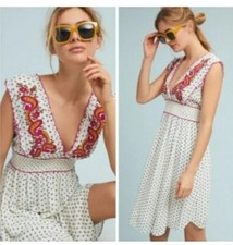 Anthropologie  Maggie Embroidered Smocked Dress by Lilka size S MSRP $118