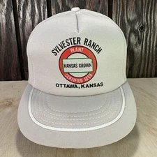 Vintage Sylvester Ranch Hat Cap Snapback Ottawa Kansas Certified Seed Gray 80s