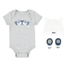  NN0878-C00 Baby Nike Bodysuit, Hat and Booties 3-PC Box Set