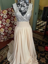 NWOT Women  s Sequined Sleeveless Long Evening Dress Prom Gown 32  Bust 28  Waist