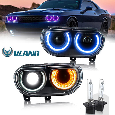 2X LED RGB Headlights + D2H Bulb For Dodge Challenger 2008-2014 Projector Lamps