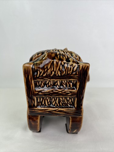 Donkey Cart Napkin Holder Salt & Peppers Vintage Glazed Ceramic Brown 3 Pieces - Picture 4 of 8