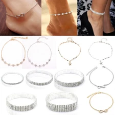 Women Boho Beads Ankle Bracelet Silver Anklet Jewelry Girl's Beach Foot Chain 