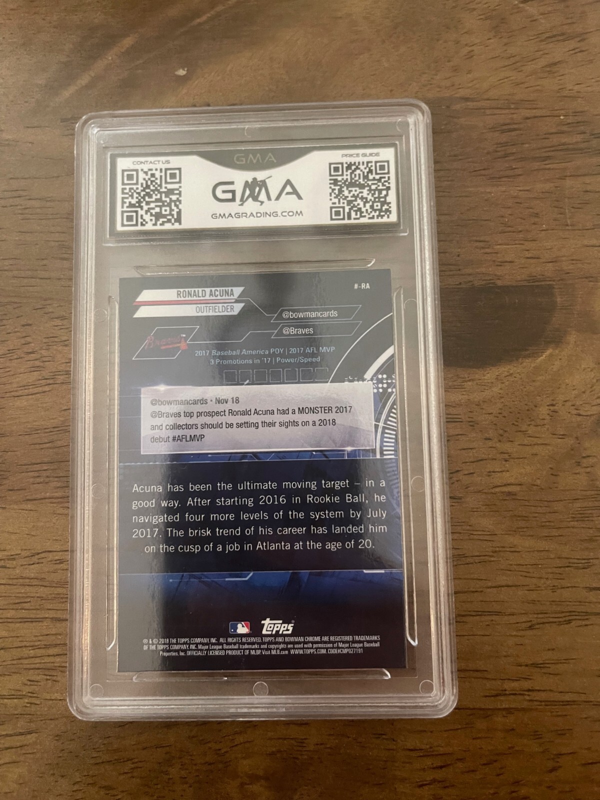 2018 Bowman Chrome RONALD ACUNA #RA RC Rookie Trending Refractor GMA 10 ...