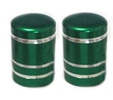 2x Metallic GREEN Metal Steel Dust Valve Wheel Tyre Caps (DC3) Motorbike S1