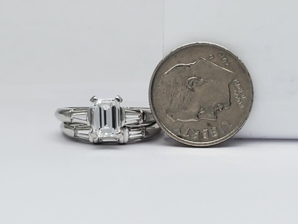 900 Solid Platinum/10% Iridium Diamond Wedding Ri… - image 7