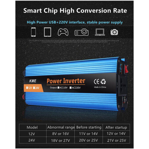 Convertitore di tensione 600W/2000W/2600W inverter DC 12V/24V a AC 220V inverter - Foto 4 di 14
