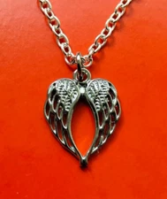 Beautiful Guardian Angel Wish Healing Necklace Silver Tone 18" Inch Chain 
