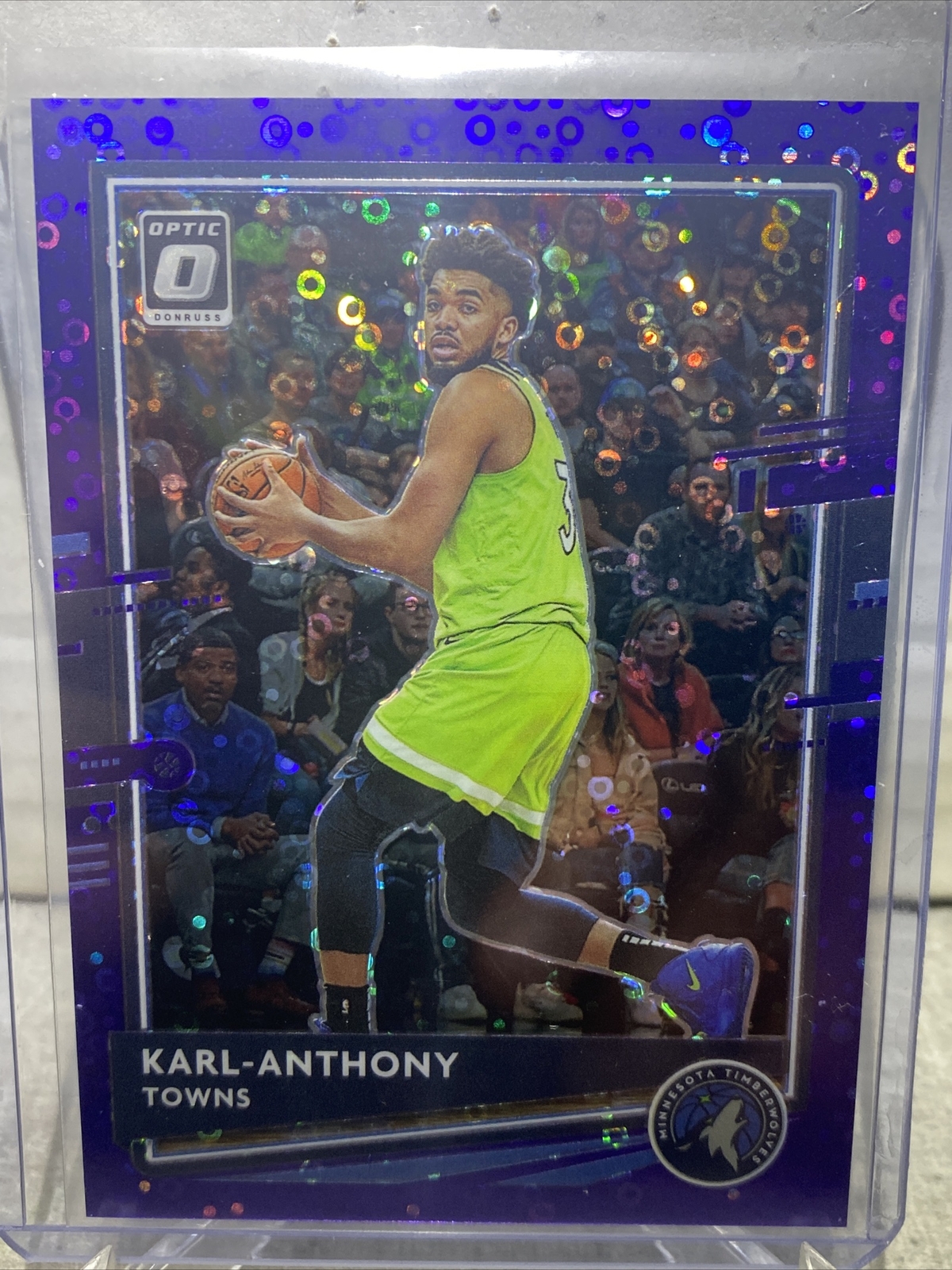 2020-21 Donruss Optic Karl-Anthony Towns #79 Fast Break Purple Disco Prizm 44/95