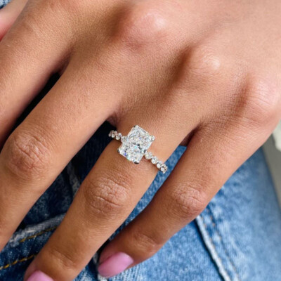 Diamond Engagement Ring Radiant Cut Ct IGI GIA Lab Created