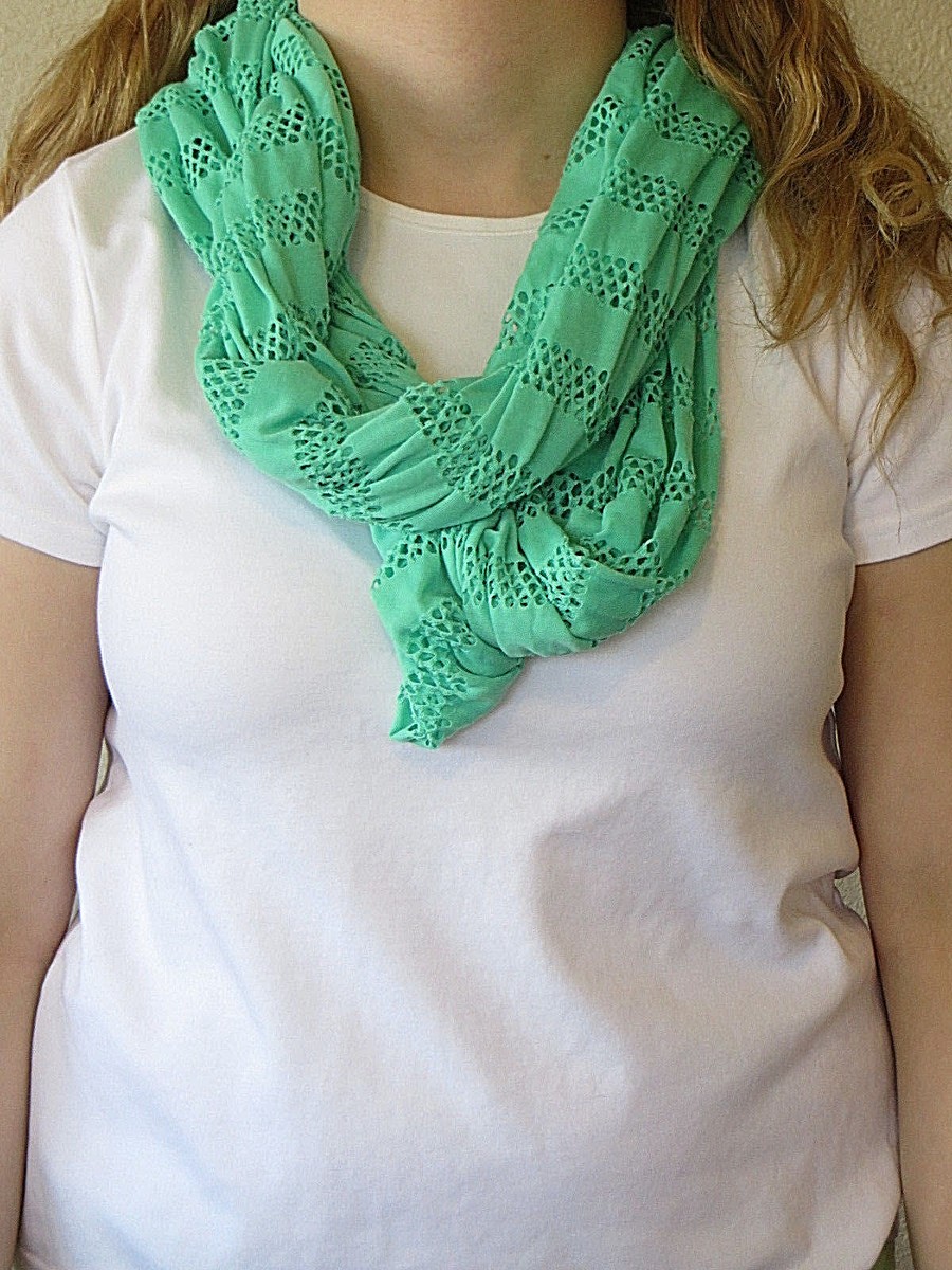 Scarf Infinity Target Brand Bright Green Open Weave Pattern Women's OS NWOT