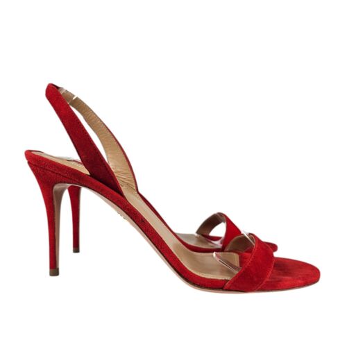 Aquazzura So Nude Damen Rot Wildleder Slingback Sandalen Größe UK 6 EU 39